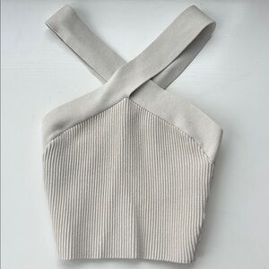Aritzia NWT Babaton Criss Cross 
Ribbed Cropped Top - Size 2XS